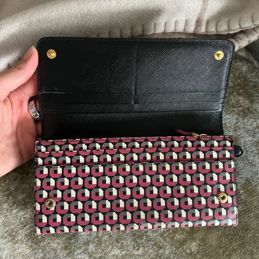 Prada Pink and Black Geometric Wallet Authentic Long Wallet - Picture 2 of 15